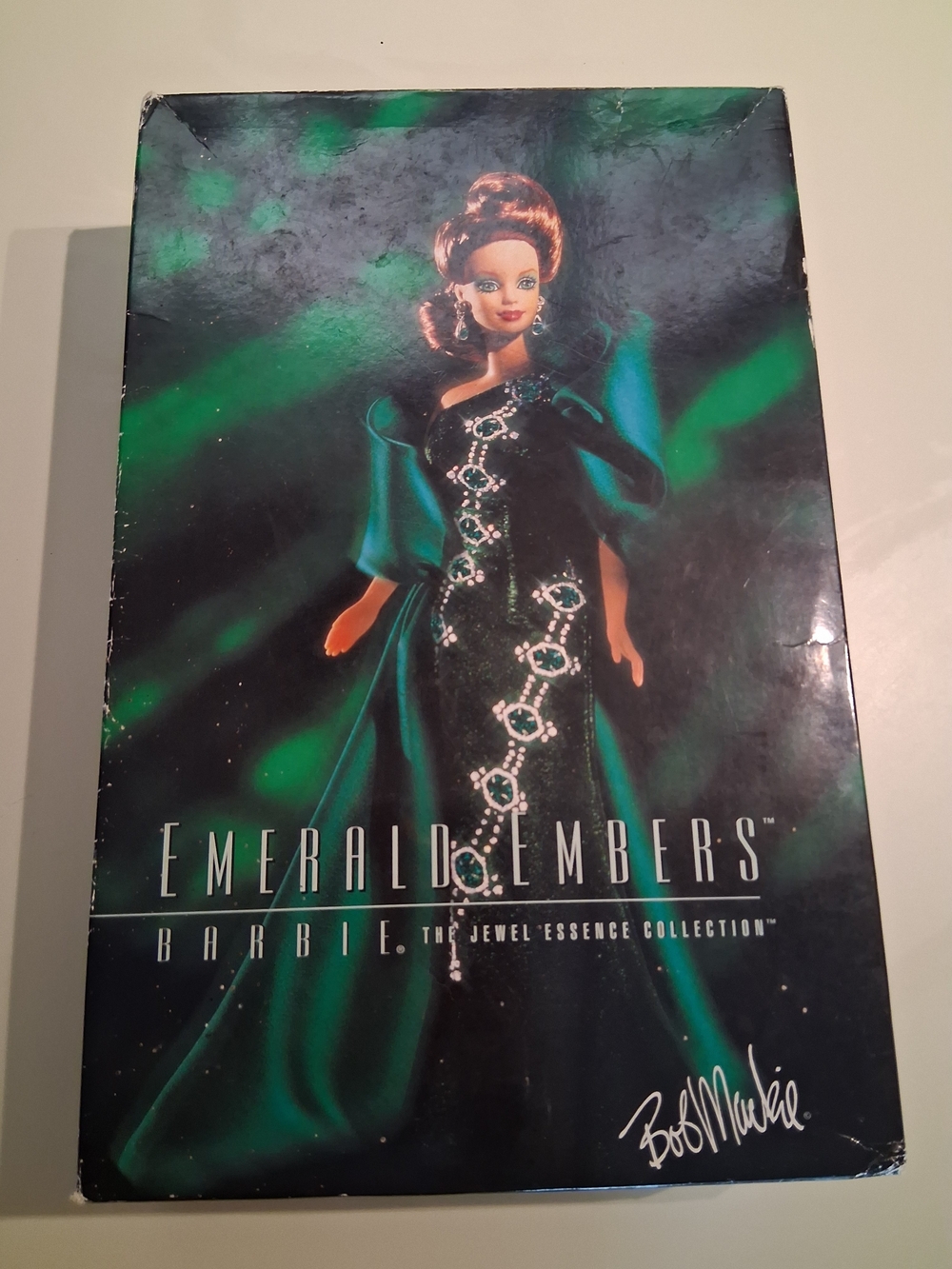 1996 Vintage Barbie Bob Mackie Emerald Embers Green Collector Doll.